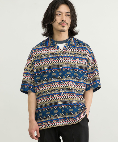 URBAN RESEARCH（アーバンリサーチ）の「URBAN RESEARCH iD　レトロプリントオープンカラーシャツ（シャツ/ブラウス・メンズ・ピンク系その他/ブルー系その他・MEDIUM/LARGE）」の6枚目の写真