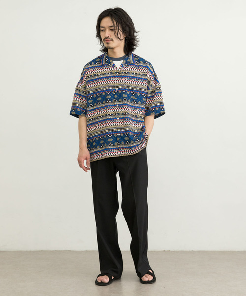 URBAN RESEARCH（アーバンリサーチ）の「URBAN RESEARCH iD　レトロプリントオープンカラーシャツ（シャツ/ブラウス・メンズ・ピンク系その他/ブルー系その他・MEDIUM/LARGE）」の7枚目の写真