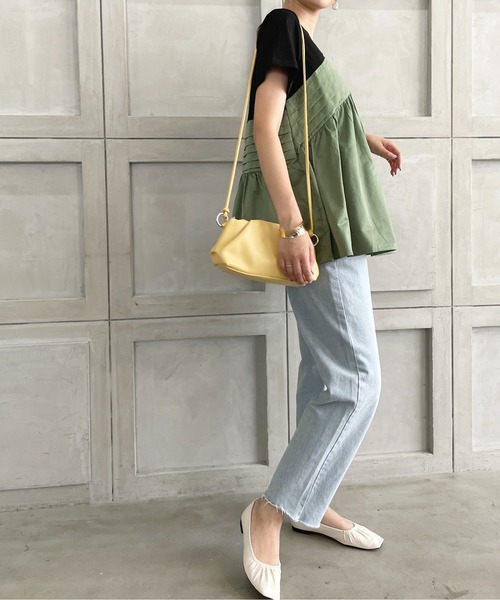 StyleSea（スタイルシー）の「フロントタックドッキングTシャツ（Tシャツ/カットソー・レディース・ベージュ/グリーン・FREE）」の12枚目の写真