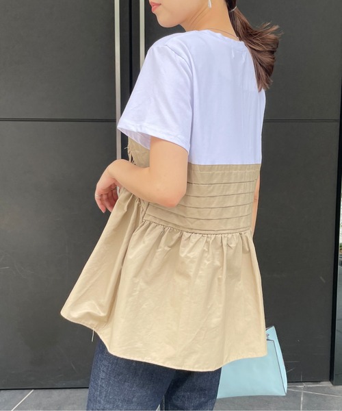 StyleSea（スタイルシー）の「フロントタックドッキングTシャツ（Tシャツ/カットソー・レディース・ベージュ/グリーン・FREE）」の20枚目の写真