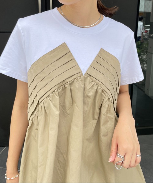 StyleSea（スタイルシー）の「フロントタックドッキングTシャツ（Tシャツ/カットソー・レディース・ベージュ/グリーン・FREE）」の21枚目の写真