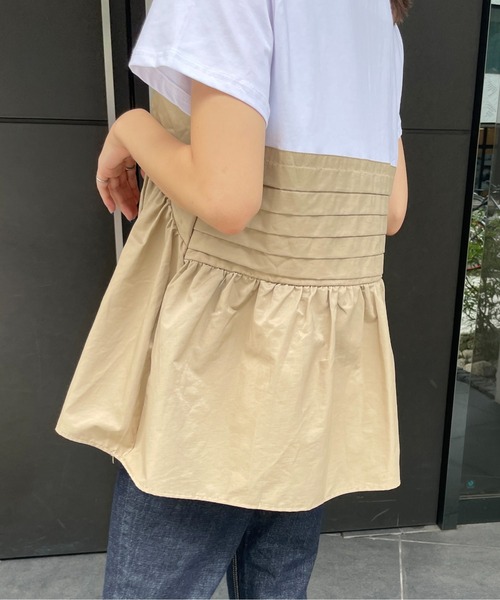 StyleSea（スタイルシー）の「フロントタックドッキングTシャツ（Tシャツ/カットソー・レディース・ベージュ/グリーン・FREE）」の19枚目の写真