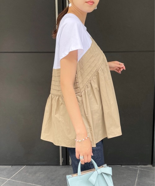 StyleSea（スタイルシー）の「フロントタックドッキングTシャツ（Tシャツ/カットソー・レディース・ベージュ/グリーン・FREE）」の17枚目の写真