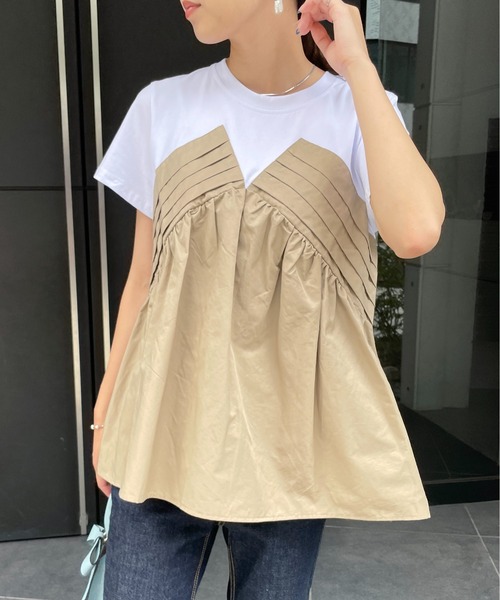 StyleSea（スタイルシー）の「フロントタックドッキングTシャツ（Tシャツ/カットソー・レディース・ベージュ/グリーン・FREE）」の22枚目の写真