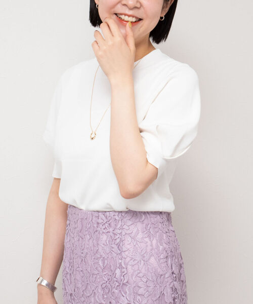 NOLLEY’S Sophi(ノーリーズソフィ)の「《手洗い可能》パワショル半袖プルオーバーニット(ニット/セーター・レディース・ダークネイビー/ピンク/サックスブルー/オフホワイト/オリーブ・38)」の2枚目の写真