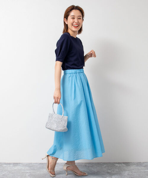 NOLLEY’S Sophi(ノーリーズソフィ)の「《手洗い可能》パワショル半袖プルオーバーニット(ニット/セーター・レディース・ダークネイビー/ピンク/サックスブルー/オフホワイト/オリーブ・38)」の11枚目の写真