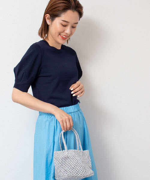 NOLLEY’S Sophi(ノーリーズソフィ)の「《手洗い可能》パワショル半袖プルオーバーニット(ニット/セーター・レディース・ダークネイビー/ピンク/サックスブルー/オフホワイト/オリーブ・38)」の16枚目の写真