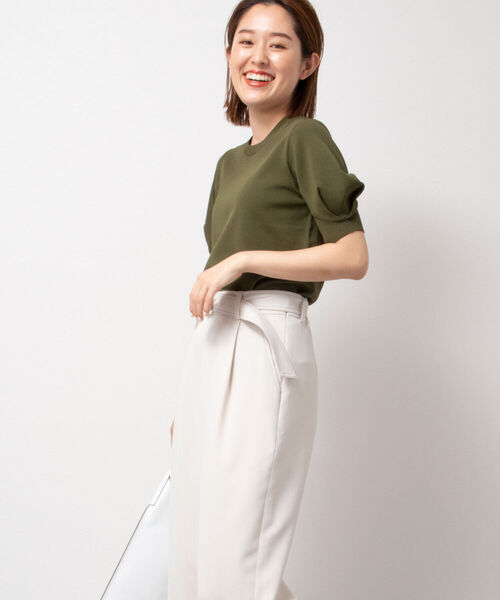 NOLLEY’S Sophi(ノーリーズソフィ)の「《手洗い可能》パワショル半袖プルオーバーニット(ニット/セーター・レディース・ダークネイビー/ピンク/サックスブルー/オフホワイト/オリーブ・38)」の12枚目の写真