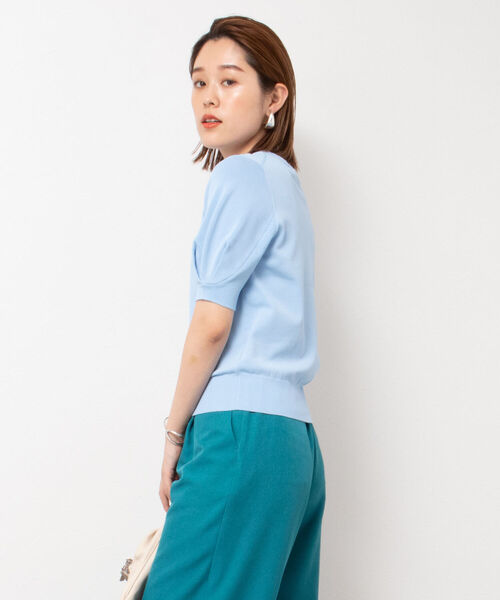 NOLLEY’S Sophi(ノーリーズソフィ)の「《手洗い可能》パワショル半袖プルオーバーニット(ニット/セーター・レディース・ダークネイビー/ピンク/サックスブルー/オフホワイト/オリーブ・38)」の8枚目の写真