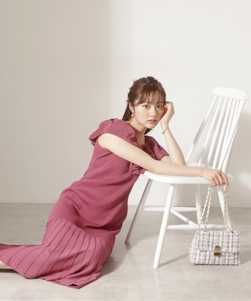 PROPORTION BODY DRESSING（プロポーションボディドレッシング）の「シアーラッフルマーメイドニットワンピース / 1212240601（ワンピース・レディース・ブラック/ブルー系その他/ピンク系その他・SMALL/MEDIUM）」の10枚目の写真