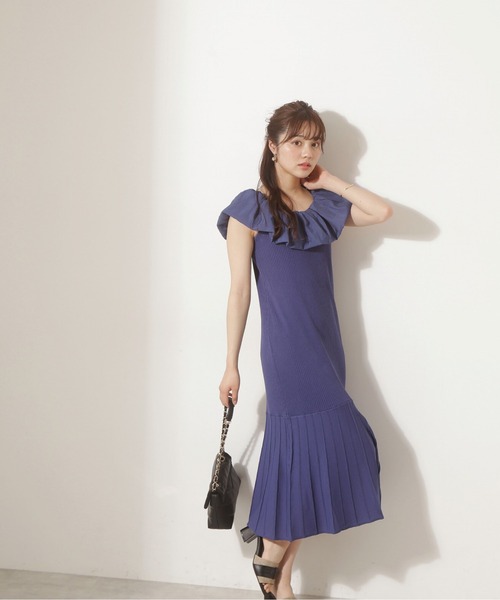 PROPORTION BODY DRESSING（プロポーションボディドレッシング）の「シアーラッフルマーメイドニットワンピース / 1212240601（ワンピース・レディース・ブラック/ブルー系その他/ピンク系その他・SMALL/MEDIUM）」の7枚目の写真