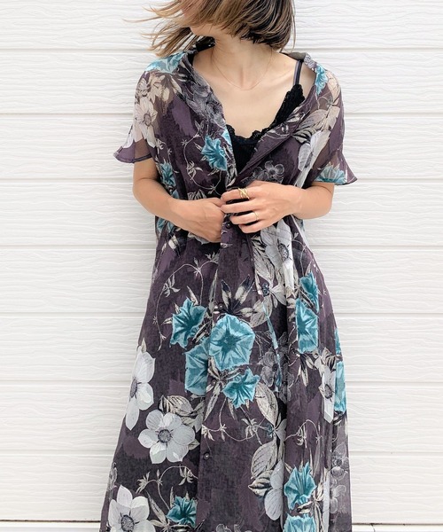 Q(キュー)の「2wayスキッパ―エアリーワンピース(ワンピース・レディース・ブラック系その他/ブルー系その他・MEDIUM)」の4枚目の写真