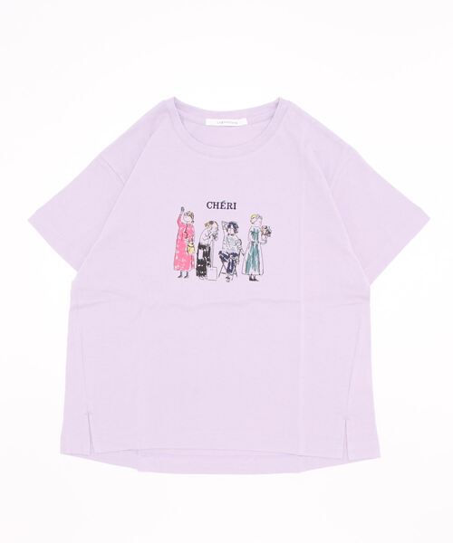 Lugnoncure（ルノンキュール）の「らくがきプリントTシャツ（Tシャツ/カットソー・レディース・グレー/オフホワイト/ラベンダー・ﾌﾘ-）」の5枚目の写真