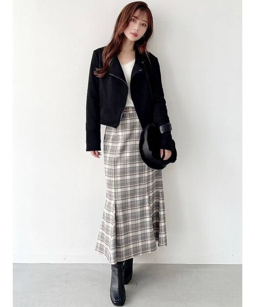 RESEXXY（リゼクシー）の「フェイクスウェードライダースジャケット【セットアップ着用可能】（ライダースジャケット・レディース・ブラック/ベージュ/ブラウン・FREE）」の8枚目の写真