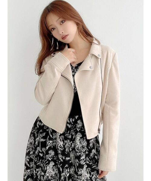 RESEXXY（リゼクシー）の「フェイクスウェードライダースジャケット【セットアップ着用可能】（ライダースジャケット・レディース・ブラック/ベージュ/ブラウン・FREE）」の11枚目の写真