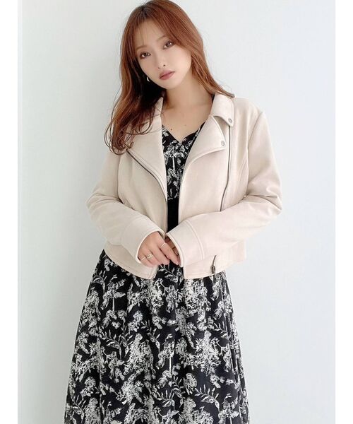 RESEXXY（リゼクシー）の「フェイクスウェードライダースジャケット【セットアップ着用可能】（ライダースジャケット・レディース・ブラック/ベージュ/ブラウン・FREE）」の12枚目の写真