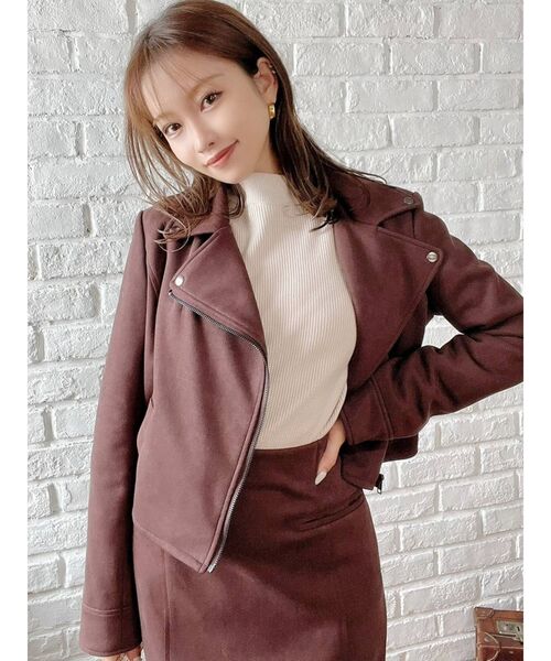 RESEXXY（リゼクシー）の「フェイクスウェードライダースジャケット【セットアップ着用可能】（ライダースジャケット・レディース・ブラック/ベージュ/ブラウン・FREE）」の13枚目の写真