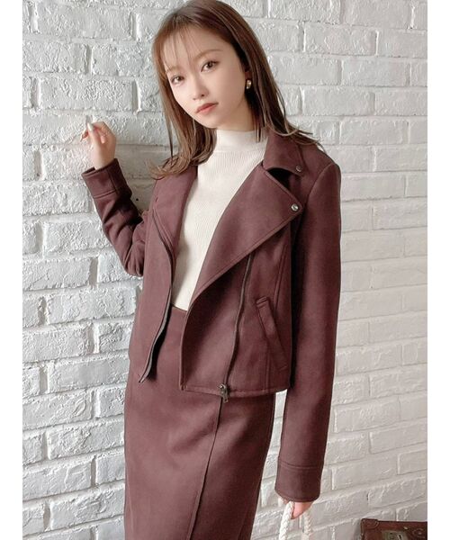 RESEXXY（リゼクシー）の「フェイクスウェードライダースジャケット【セットアップ着用可能】（ライダースジャケット・レディース・ブラック/ベージュ/ブラウン・FREE）」の15枚目の写真