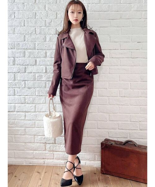 RESEXXY（リゼクシー）の「フェイクスウェードライダースジャケット【セットアップ着用可能】（ライダースジャケット・レディース・ブラック/ベージュ/ブラウン・FREE）」の16枚目の写真