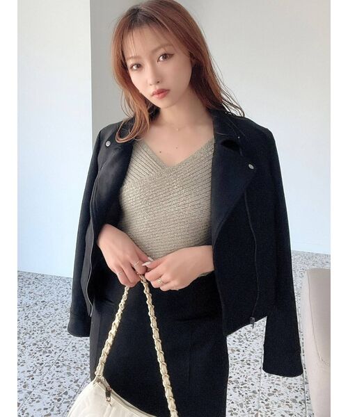 RESEXXY（リゼクシー）の「フェイクスウェードライダースジャケット【セットアップ着用可能】（ライダースジャケット・レディース・ブラック/ベージュ/ブラウン・FREE）」の20枚目の写真