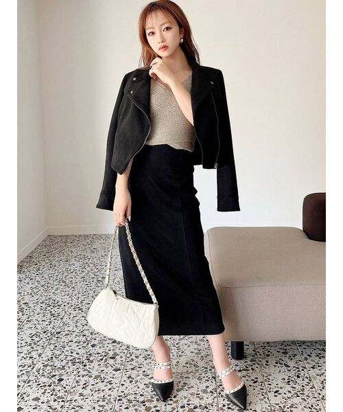 RESEXXY（リゼクシー）の「フェイクスウェードライダースジャケット【セットアップ着用可能】（ライダースジャケット・レディース・ブラック/ベージュ/ブラウン・FREE）」の21枚目の写真