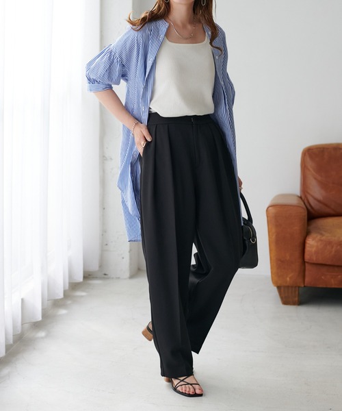 DISCOAT(ディスコート)の「ワイドテーパードパンツ(その他パンツ・レディース・ブラック/ブラウン/グリーン系その他/グレイッシュベージュ/サーモンピンク・MEDIUM/LARGE)」の13枚目の写真