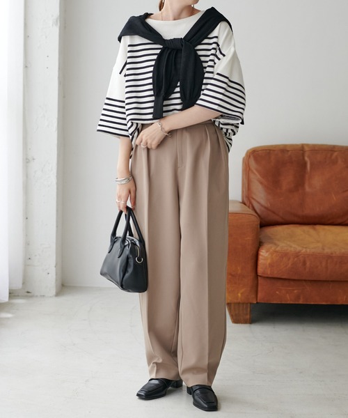 DISCOAT(ディスコート)の「ワイドテーパードパンツ(その他パンツ・レディース・ブラック/ブラウン/グリーン系その他/グレイッシュベージュ/サーモンピンク・MEDIUM/LARGE)」の20枚目の写真