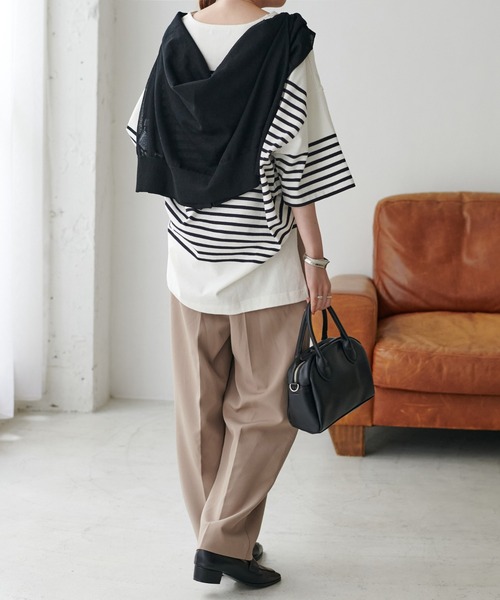 DISCOAT(ディスコート)の「ワイドテーパードパンツ(その他パンツ・レディース・ブラック/ブラウン/グリーン系その他/グレイッシュベージュ/サーモンピンク・MEDIUM/LARGE)」の8枚目の写真