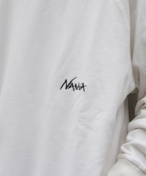 NANGA（ナンガ）の「【NANGA/ナンガ】GLOSTER別注 バックプリントスウェット P/O オーバーサイズ ロゴ刺繍（スウェット・メンズ・ブラック/ダークグリーン/オフホワイト・M/L）」の8枚目の写真