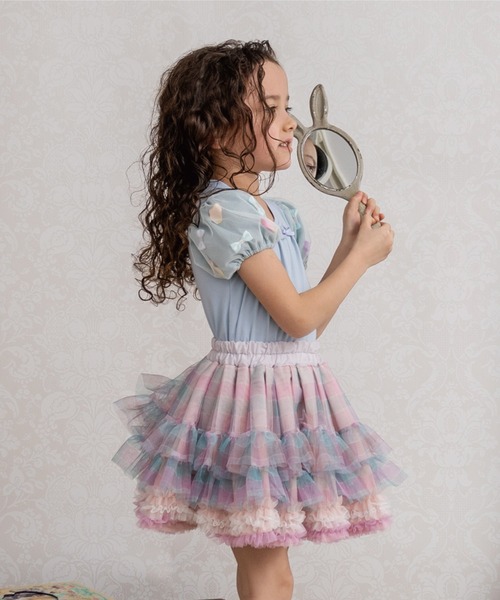 panpantutu（パンパンチュチュ）の「チュチュプリンセス/チェック【M/90-110cm】【L/110-130cm】（スカート・キッズ・ネイビー/レッド系その他/ダークグリーン/ダークグリーン系/スモークピンク・MEDIUM/LARGE）」の4枚目の写真