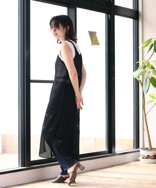 cepo（セポ）の「メッシュニットキャミワンピース　２ＷＡＹ（ワンピース・レディース・ブラック/オフホワイト・M）」の9枚目の写真
