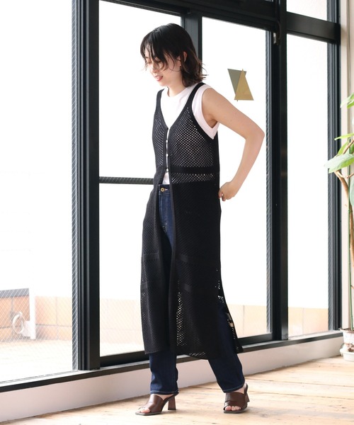 cepo（セポ）の「メッシュニットキャミワンピース　２ＷＡＹ（ワンピース・レディース・ブラック/オフホワイト・M）」の5枚目の写真