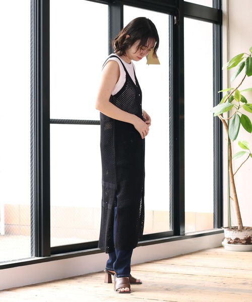 cepo（セポ）の「メッシュニットキャミワンピース　２ＷＡＹ（ワンピース・レディース・ブラック/オフホワイト・M）」の6枚目の写真