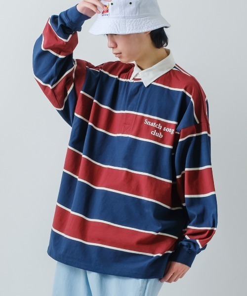 improves（インプローブス）の「ロゴ 刺繍 マルチボーダー 長袖 ラガーシャツ（ポロシャツ・メンズ・ブラック/ネイビー/オフホワイト/ブルー/グリーン・MEDIUM/LARGE）」の4枚目の写真