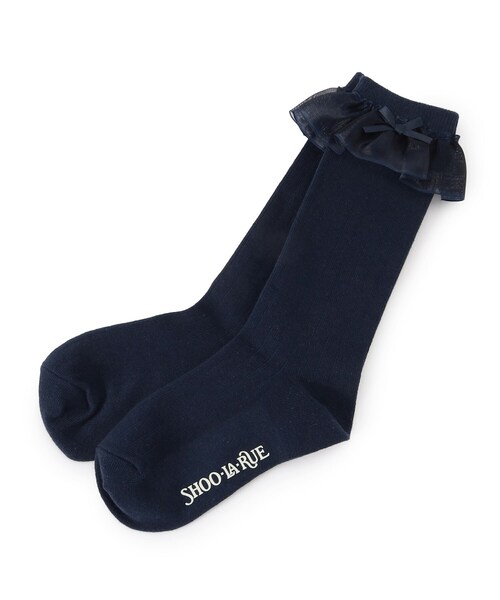 SHOO・LA・RUE(シューラルー)の「◆【セレモニー】オーガンジーリボンハイソックス(ソックス/靴下・キッズ・ネイビー/ブラック/アイボリー/ブルー系その他7/ブラック系7/アイボリー系7・56/59)」の6枚目の写真