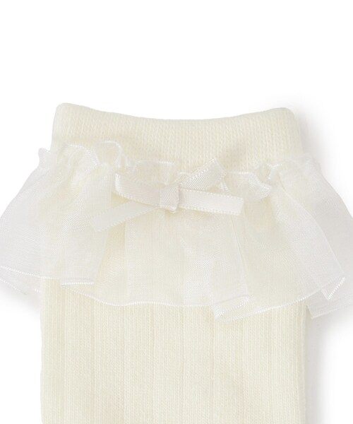 SHOO・LA・RUE(シューラルー)の「◆【セレモニー】オーガンジーリボンハイソックス(ソックス/靴下・キッズ・ネイビー/ブラック/アイボリー/ブルー系その他7/ブラック系7/アイボリー系7・56/59)」の10枚目の写真