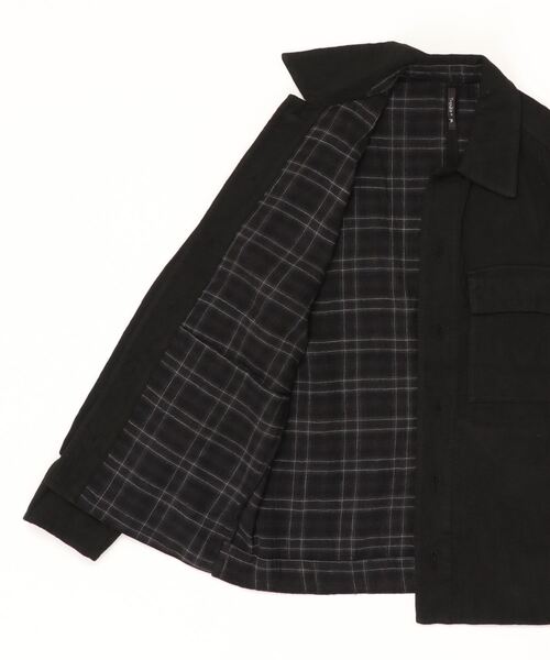 TRANSIT(トランジット)の「TRANSIT/トランジット/裏地チェックシャツジャケット(シャツ/ブラウス・メンズ・ブラック・M/L)」の3枚目の写真