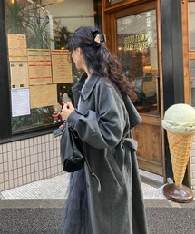 ♪2WAYアレンジ衿シングル ステンカラーオーバーロングコート