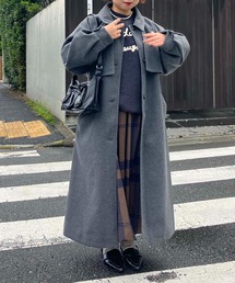 AS KNOW AS plus（アズノゥアズプラス）の「♪2WAYアレンジ衿シングル ステンカラーオーバーロングコート（ステンカラーコート）」