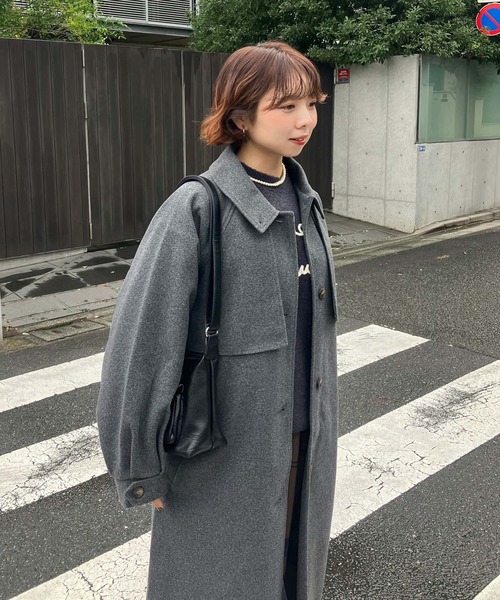 セール】♪2WAYアレンジ衿シングル ステンカラーオーバーロングコート