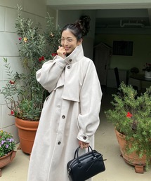 AS KNOW AS plus（アズノゥアズプラス）の「♪2WAYアレンジ衿シングル ステンカラーオーバーロングコート（ステンカラーコート）」