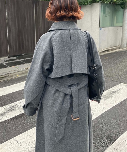 セール】♪2WAYアレンジ衿シングル ステンカラーオーバーロングコート