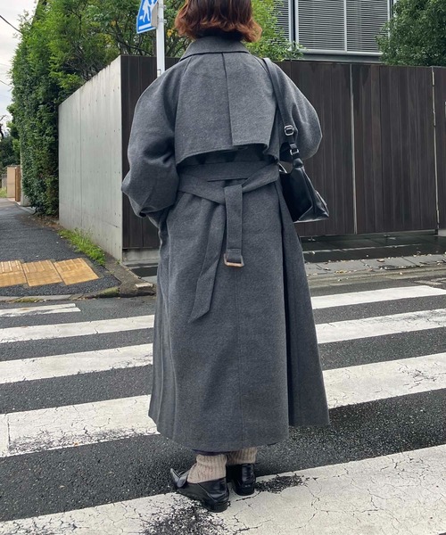セール】♪2WAYアレンジ衿シングル ステンカラーオーバーロングコート