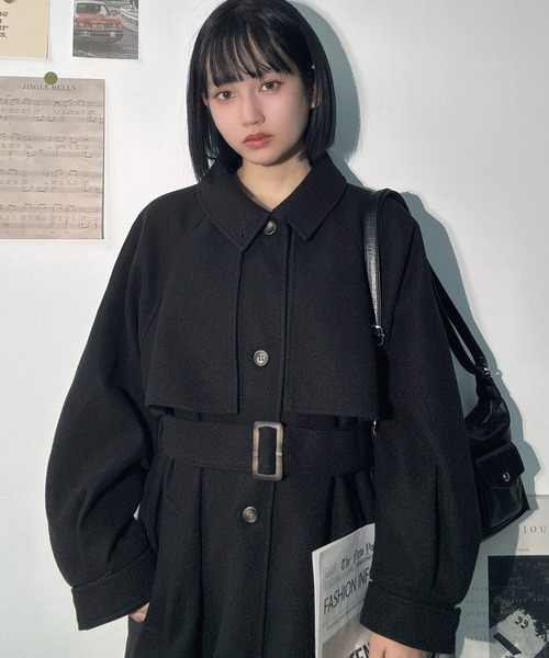 セール】♪2WAYアレンジ衿シングル ステンカラーオーバーロングコート