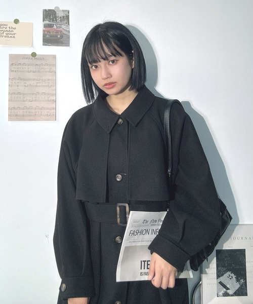 00s AD2002 02AW archive 丸襟ウールジャケット 黒 ノーカラージャケット（ブラック/黒色系・ウール・ニット