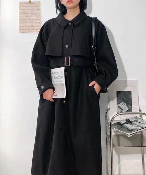 セール】♪2WAYアレンジ衿シングル ステンカラーオーバーロングコート