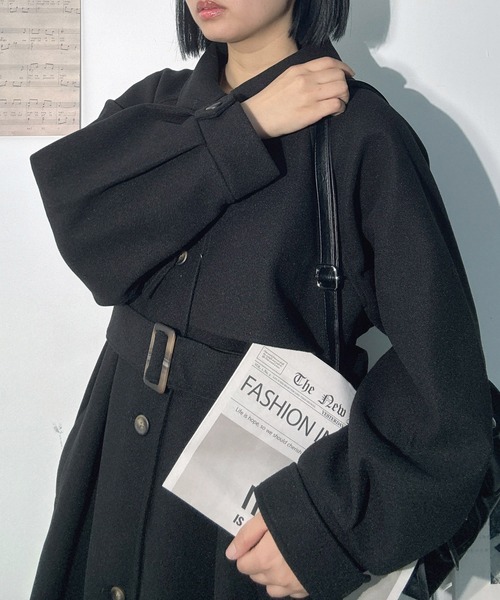 セール】♪2WAYアレンジ衿シングル ステンカラーオーバーロングコート