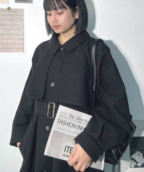 セール】♪2WAYアレンジ衿シングル ステンカラーオーバーロングコート