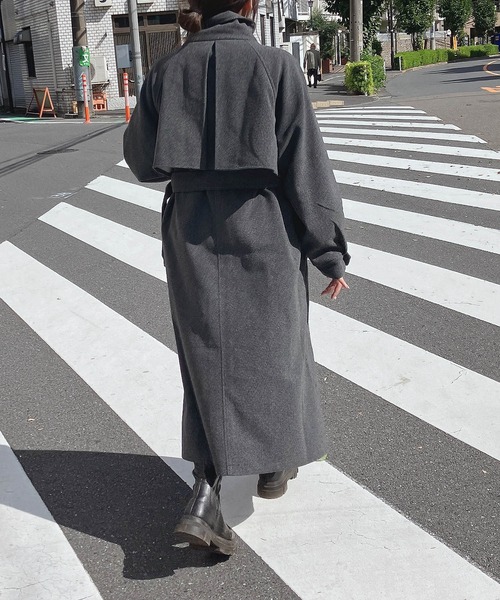 【セール】♪2WAYアレンジ衿シングル ステンカラーオーバーロングコート（ステンカラーコート）｜AS KNOW AS plus（アズノゥアズプラス）