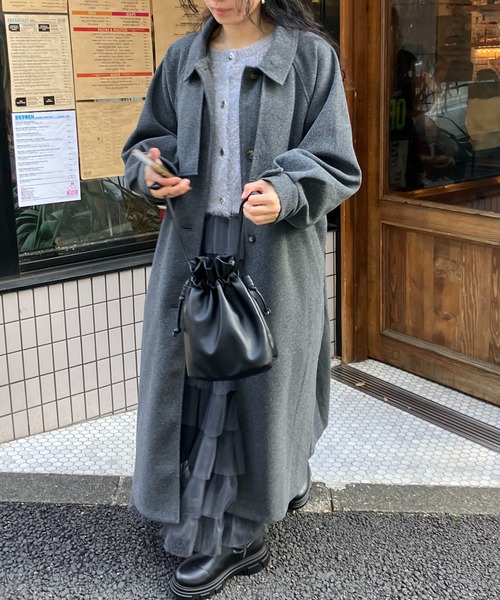 【セール】♪2WAYアレンジ衿シングル ステンカラーオーバーロングコート（ステンカラーコート）｜AS KNOW AS plus（アズノゥアズプラス）